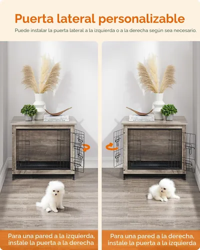 Vista 4 de Feandrea Mueble de Jaula para Perros, Mesa Auxiliar Lateral de 27.2 Pulgadas, Perrera Moderna para Perros en Interior hasta 30 lb, Jaula para Perros