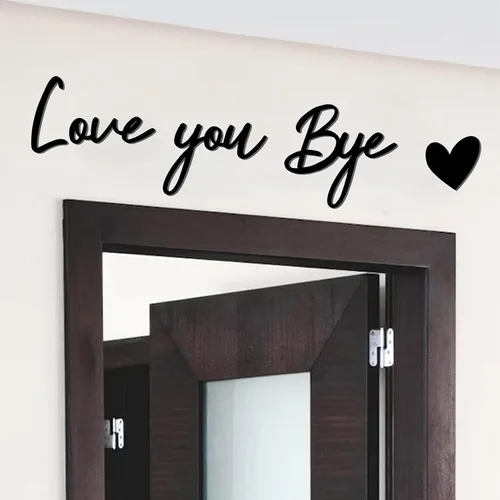 Vista 7 de Letrero con texto en inglés "Love You Bye", decoración de madera sobre la puerta, calcomanías de decoración para el día de San Valentín, calcomanías