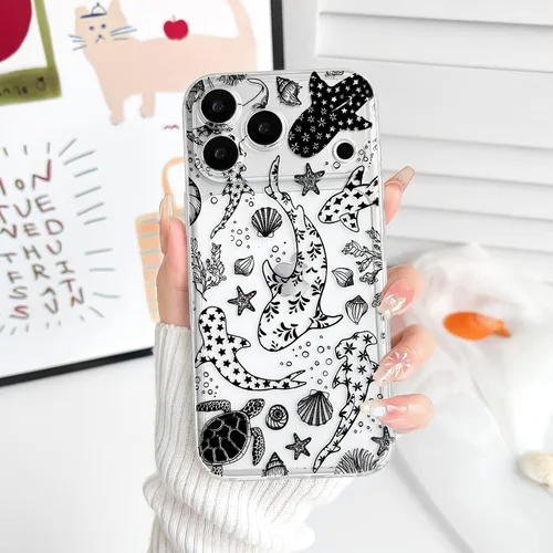 Vista 4 de NITITOP Funda para iPhone 17 Pro Max Clear Sea Animal - Tortuga Negra negro (Black Turtle)