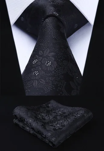Vista 211 de Corbatas florales tejidas clásicas para hombre, corbata cuadrada de bolsillo, corbatas formales para hombres, boda con pañuelo