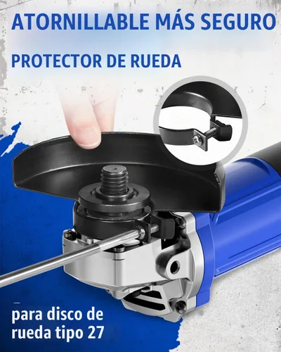 Vista 7 de AVID POWER Amoladora angular de 4-1/2 pulgadas, amoladora eléctrica de 750 W, 6.5 amperios, 11500 RPM, con muelas, mango auxiliar, llave para Azul