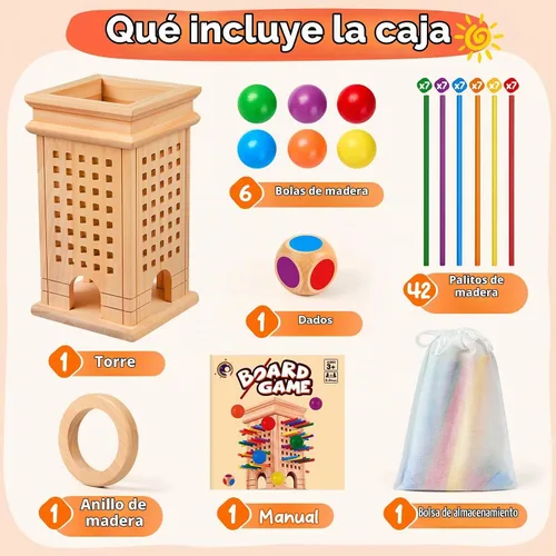 Vista 7 de Montessori - Juego de mesa de madera con 42 palos para niños de 3 a 5 años
