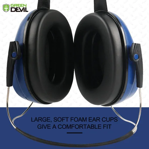 Vista 3 de Orejeras de protección auditiva GREEN DEVIL SNR 27dB/NRR 22dB Reducción de ruido Orejeras con banda para la cabeza/montadas en el casco/detrás