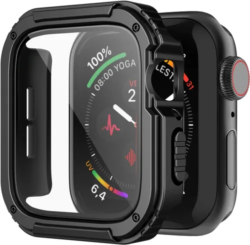 Vista 14 de Recoppa para Funda Resistente Apple Watch 38mm Series 3/2/1 con Protector de Pantalla, Cubierta Protectora a Prueba de Caídas Grado Militar Quattro
