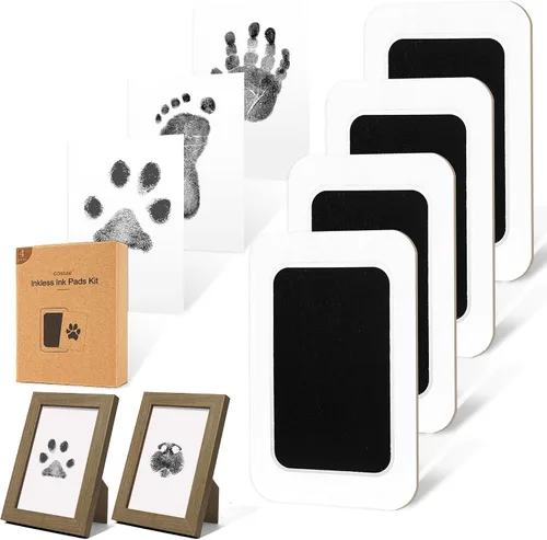 Vista 10 de Kit de huellas sin tinta para perros, gatos y bebés, kit de huellas de manos de bebé y nariz de perro de tacto limpio, kit de huellas de perro sin
