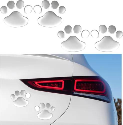 Vista 7 de Juego de 4 calcomanías de brillo con huella de perro para auto, adhesivos de cristal con diseño de huella de perro, emblema de decoración para Negro
