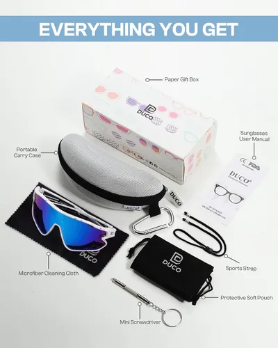 Vista 7 de DUCO Gafas de sol para niños y jóvenes, ligeras, con montura TR90, UV400, para béisbol, ciclismo, para niños y niñas, DK268