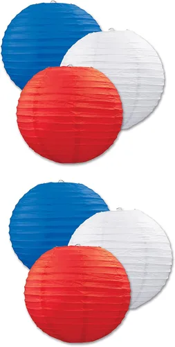 Vista 4 de Beistle Azul (3 piezas) - 1 paquete de linternas de papel colgantes, 9.5 pulgadas