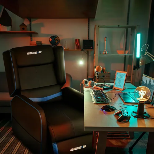 Vista 4 de BOSSIN Silla Reclinable Gaming para Adultos 400lbs Estilo Racing Sofá Grande y Alto Asiento Reclinable de Cuero PU, Lounge Ergonómico Moderno Cómodo