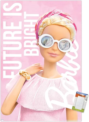 Vista 12 de Mattel Barbie - Póster de pared Future is Bright, 22.4 pulgadas de largo x 14.7 pulgadas de ancho, versión enmarcada de madera de granero