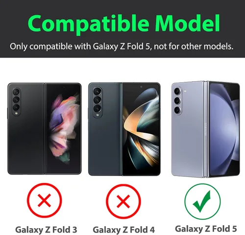 Vista 2 de Miimall Funda compatible con Samsung Galaxy Z Fold 5, protector de pantalla frontal integrado resistente a las caídas + soporte + soporte