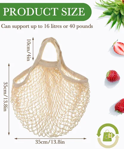 Vista 4 de Eccliy 12 bolsas de malla reutilizables para comestibles, contenedores portátiles de algodón para productos de algodón, lavables, bolsa de malla
