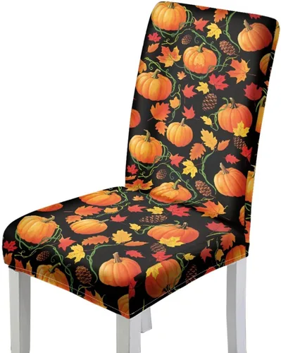 Vista 9 de Rnyleeg Juego de 1 fundas para sillas de comedor de otoño, diseño de hojas, para sala de estar, sin brazos, funda elástica para silla de cóctel