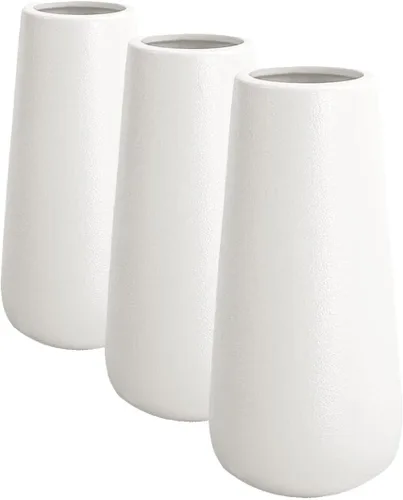 Vista 9 de Jarrón de cerámica negro mate de 11 pulgadas de alto para flores y hierba de pampas, jarrones decorativos de estilo rústico clásico para decoración