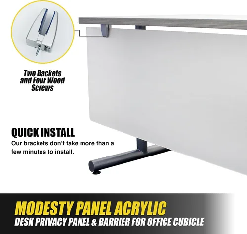 Vista 3 de OBEX Panel de acrílico modestia montado en la mesa, panel de privacidad y barrera para cubículo de oficina, 12 x 24 pulgadas, esmerilado