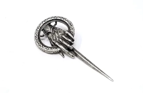 Vista 7 de Broche de la mano del rey reina de GoT - Pin de metal chapado en oro antiguo o plata