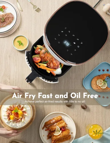 Vista 5 de Freidora de aire digital de 3.6 cuartos de galón, compacta que ahorra espacio, 1350 W hasta 400 °F, recalentar, fácil de cocinar para comidas