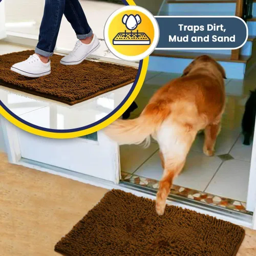 Vista 6 de Muddy Mat® Tapete súper absorbente de agua para interiores, de microfibra de secado rápido, tapete antideslizante para puerta principal, tapete