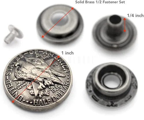 Vista 3 de CRAFTMEMORE 2 juegos de moneda de dólar de águila de 1 pulgada, cierres a presión para anillo, botón a presión, billetera con cierre decorativo