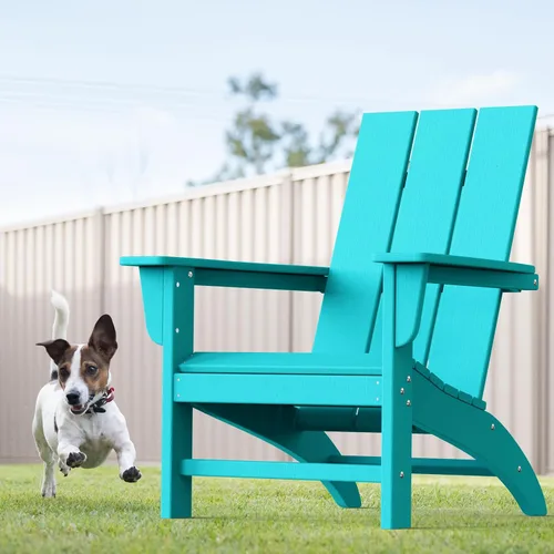 Vista 8 de Silla Adirondack moderna, sillas de patio de plástico HDPE para todo tipo de clima, silla para hoguera, sillas de césped al aire libre para terraza