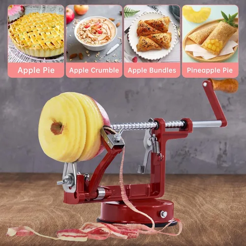 Vista 4 de Pelador de manzanas, pelador de acero inoxidable para cortar manzanas, duradero y resistente, aleación de magnesio fundido a presión, descorazonador