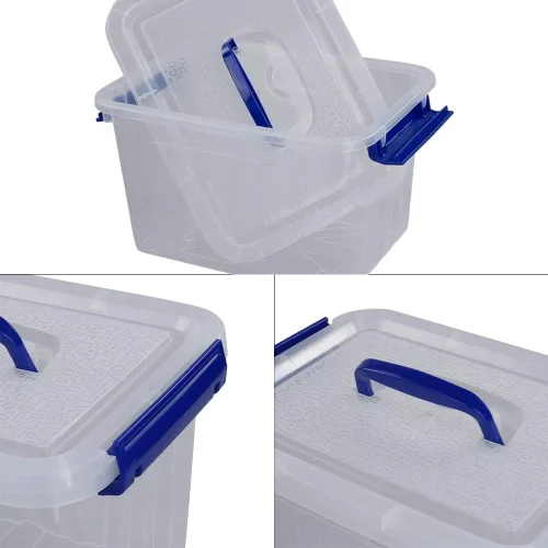 Vista 4 de Pekky Caja de almacenamiento de plástico con mango pequeño, contenedores de plástico transparente de 6 cuartos de galón, paquete de 6