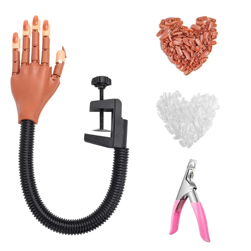 Vista 12 de LIONVISON Mano de práctica para uñas acrílicas, manos de práctica flexibles con dedos y kit de uñas, cepillo de polvo acrílico, herramientas