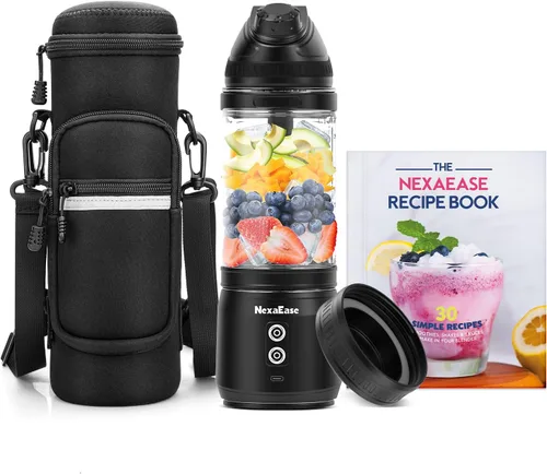 Vista 14 de Licuadora portátil exprimidor personal para batidos batidos con mango oculto 16 Oz Electric Protein Shaker Bottle, USB-C Rechargeable, Mini Small