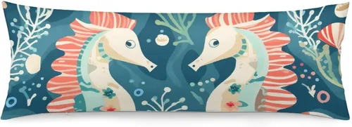 Vista 10 de Funda de almohada con monograma rústico de color azul suave con inicial N Body de 20 x 54 pulgadas, funda de almohada floral personalizada
