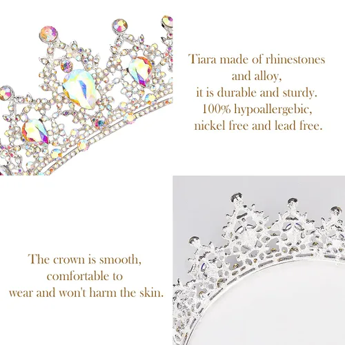 Vista 7 de Coronas para mujer Tiaras para mujer, Cristal Diamante falso