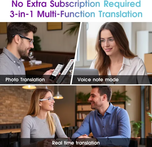 Vista 5 de Gafas de Traducción con IA, Gafas Bluetooth con Traductor en Tiempo Real para 164 Idiomas, Gafas Bluetooth Fotocromáticas con Bisagra de Resorte