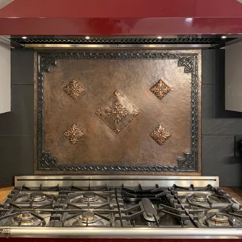 Vista 4 de Kitchen Backsplash, Diamonds with Celtic Border Copper Backsplash, Victorian Copper Backsplash Panel, Handmade Copper Backsplash Tile, Indoor