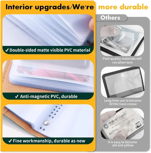 Vista 3 de Organizador de tarjetas de visita, soporte para tarjetas de crédito, organizador de tarjetas de crédito, estuche de almacenamiento Rolodex con 120