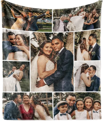 Vista 10 de Manta gruesa personalizada con imagen, regalo de cumpleaños personalizado para mujeres, mamá, hermana, hija, esposa, abuela, amiga, 1 foto y 40 x 30
