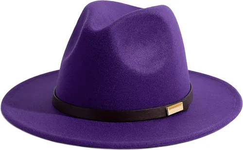 Vista 76 de Sombreros Fedora para hombre, sombrero Panamá de ala ancha con cinturón clásico Unisex Felt Fedora, Adjustable Fit, Breathable Sweatband, All-Day