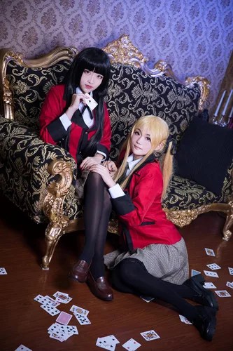 Vista 6 de Wellcalmly Jabami Yumeko Disfraz de cosplay Yomoduki Runa Uniforme Escolar, Conjunto completo
