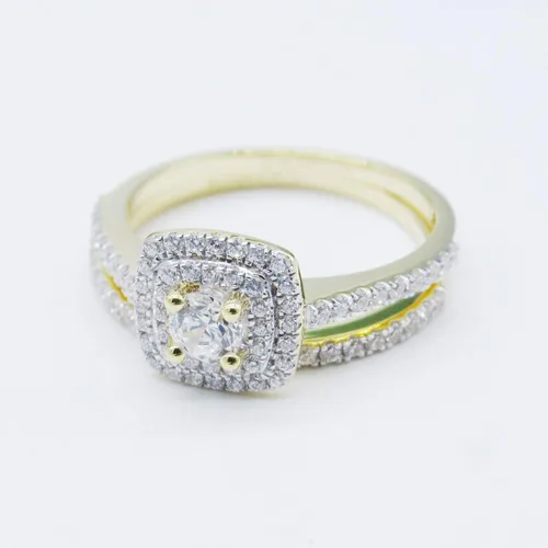 Vista 7 de Dazzlingrock Collection Juego de anillos de boda de doble halo de circonita cúbica redonda para mujer (1.50 qtw, color blanco, claridad limpia)