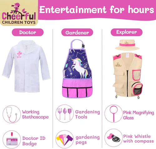 Vista 2 de Cheerful Children Toys Ropa de vestir para niños juego de disfraces y simulaciones niñas pequeñas y niños de 3 a 7 años conjunto de disfraces