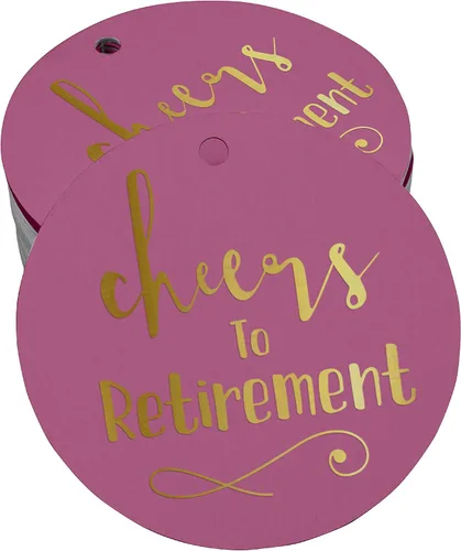 Vista 17 de Etiquetas de papel para colgar con texto en inglés "Cheers to Retirement Wall" (50 unidades)