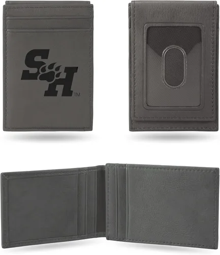 Vista 20 de Rico Industries NCAA - Cartera de bolsillo frontal grabada con láser gris, compacta, cómoda, delgada