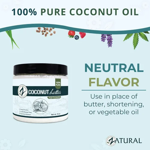 Vista 6 de Zatural Aceite de coco 100% virgen Aceite extra virgen, sin refinar, prensado en frío para uso culinario, hidratación de la piel y acondicionador