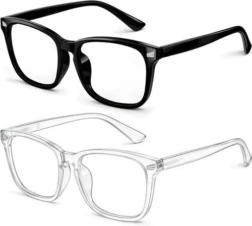Vista 20 de Gafas de luz azul para niños y niñas, paquete de 2 lentes de luz azul para adolescentes y niños, anteojos falsos, anteojos para niños pequeños, de 6
