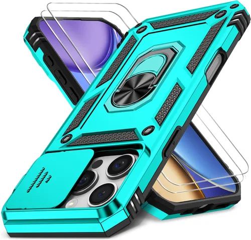 Vista 11 de Funda HakkTaoo para iPhone 13/iPhone 14 de 6.1 Pulgadas con Funda Deslizante para Cámara + Protector de Pantalla (2 Paquetes), Funda Protectora a