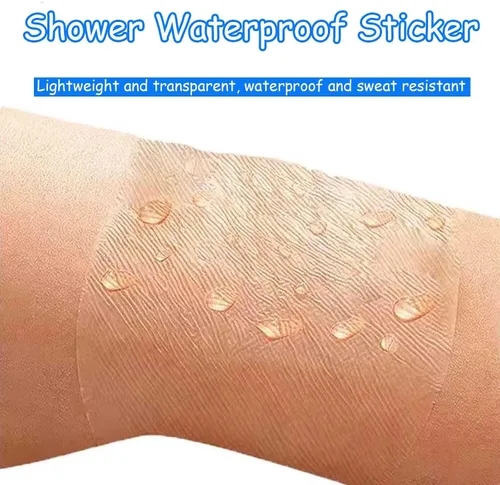 Vista 2 de Protector de ducha impermeable, 4 x 4 pulgadas, pequeño vendaje para cuidado posterior del tatuaje, cubierta de ducha de catéter de diálisis