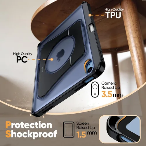 Vista 5 de JETech Funda con función atril para iPad (A16) de 11ª/10ª generación (2025/2022) con soporte para lápices, funda delgada a prueba de golpes, parte