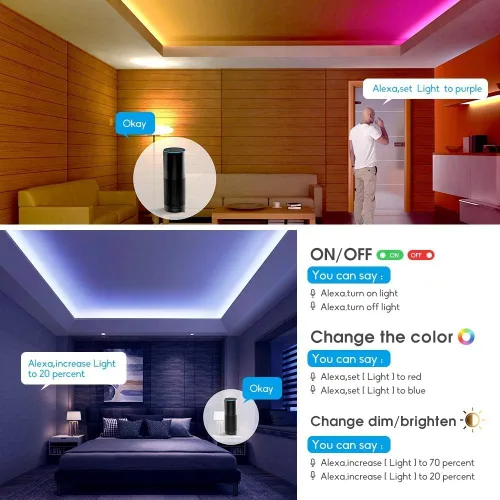 Vista 3 de GIDEALED Kit de tira de luces LED RGBW WiFi inteligente compatible con Alexa y Google Assistant, controlador LED RGBW con 24 teclas RF Romote