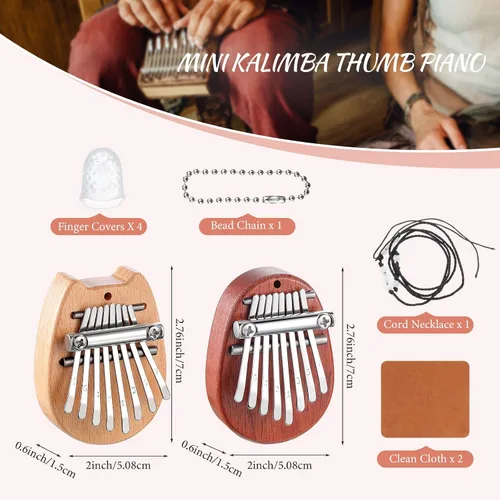 Vista 7 de eBoot 10 Piezas Juego de Mini Piano de 8 Teclas Incluye Piano de Dedo Pulgar con Cadena de Cordón, Protector de Dedos y Paño de Limpieza Regalo