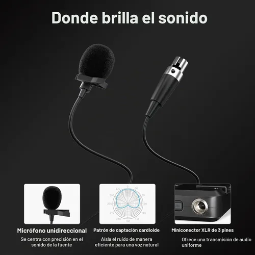Vista 5 de Phenyx Pro Sistema de micrófono inalámbrico de 4 canales, set de micrófono inalámbrico UHF con escaneo automático, 4 bodypacks
