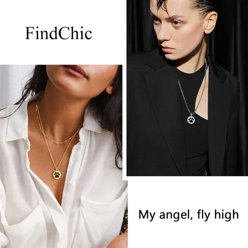 Vista 38 de FindChic Collares personalizados con urna para cenizas, barra vertical, gato, luna, reloj de arena, garra de perro, acero inoxidable, chapado en oro