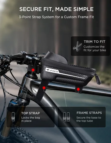 Vista 8 de whale fall Bolsa de marco de bicicleta impermeable, carcasa dura 3D Eva, soporte para teléfono de bicicleta, bolsa de tubo superior de bicicleta